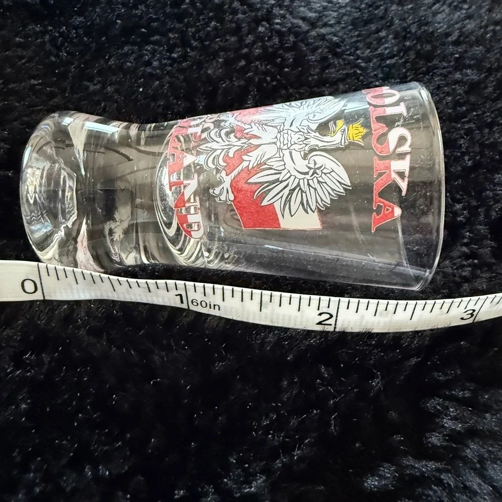 Shot‎ Glass Set of 2 Clear Polish White Eagle Crest Polska